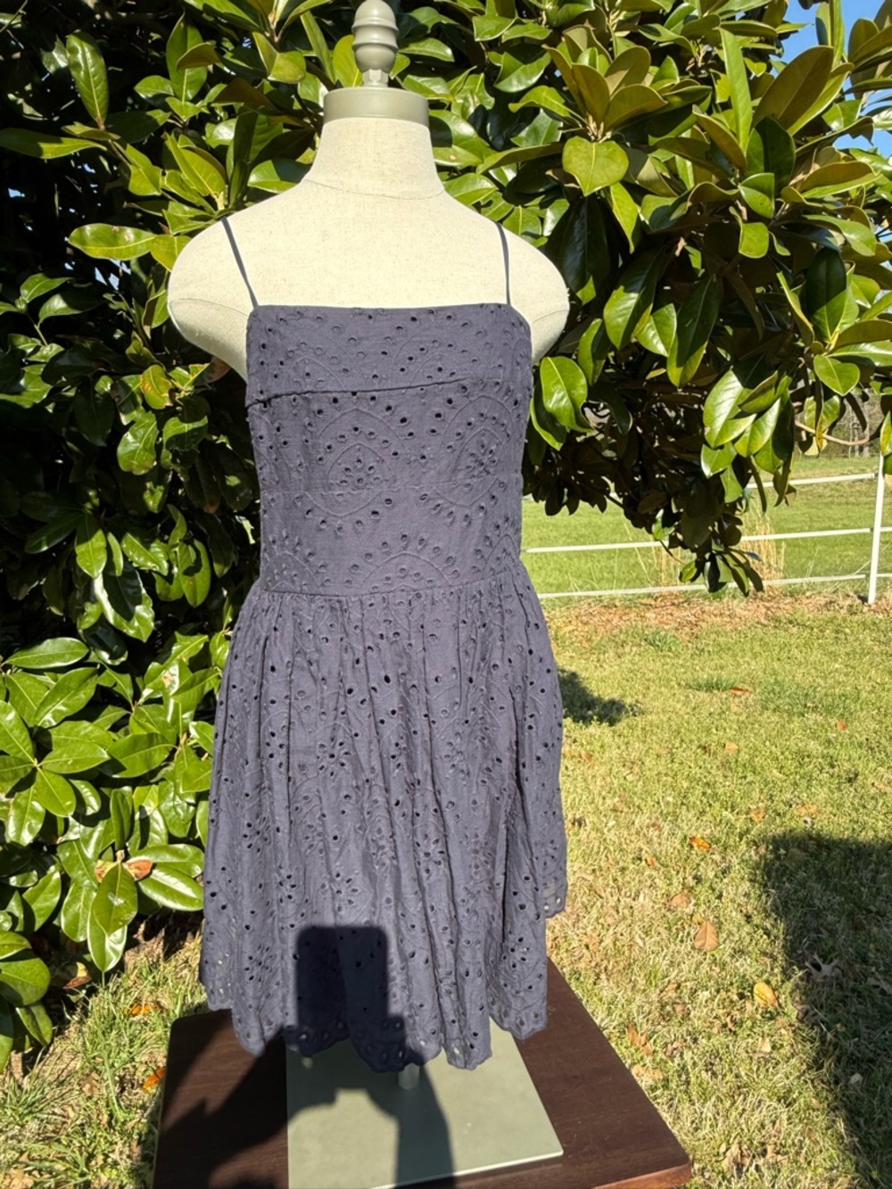 Trixxi Navy Eyelet Mini Sundress